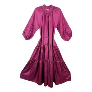 apiece apart pink purple silk trinidad maxi dress long sleeve confetti